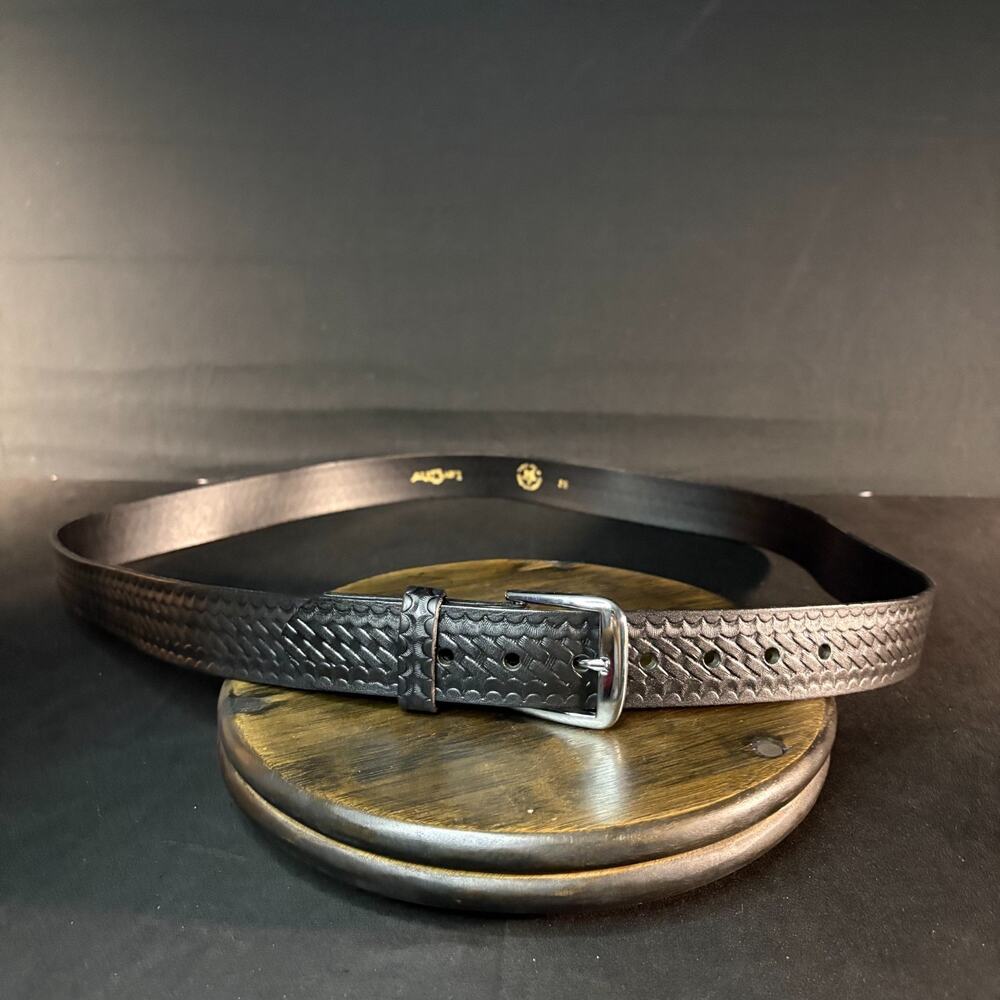 Lawpro Garrison Belt Size 52" Off-Duty Belt Basketweave Black Leather Nickel